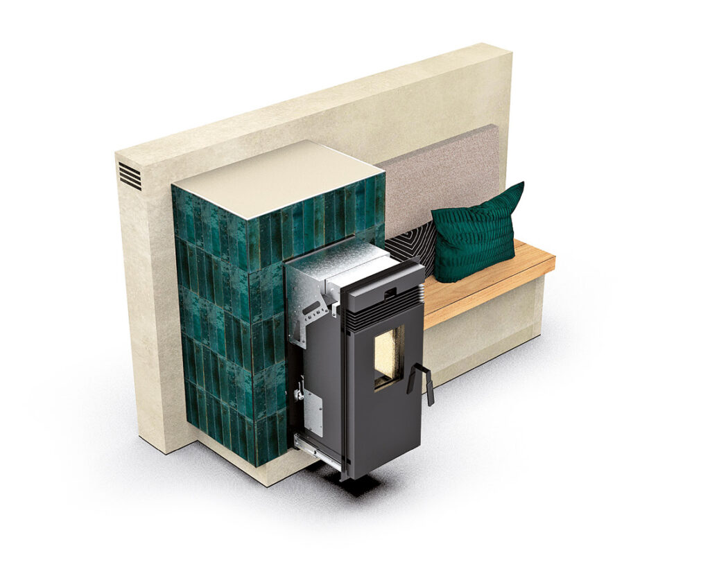 PALAZZETTI - Moderner Pellet-Heizeinsatz für traditionelle Kachelöfen 1 PALAZZETTI - Moderner Pellet-Heizeinsatz für traditionelle Kachelöfen